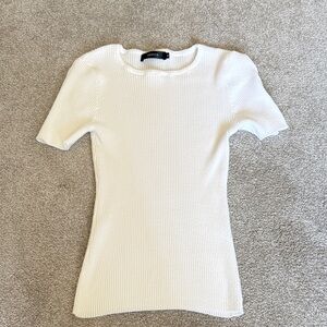 Zesica White Textured Short Sleeve Tee